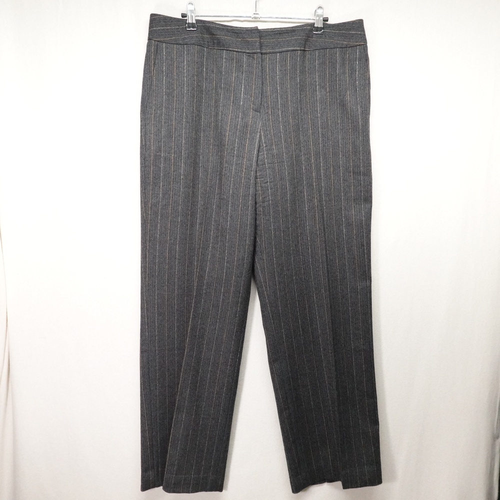 Talbots Pants 14 Gray Wool Pinstripe Straight Leg StretchLined Career